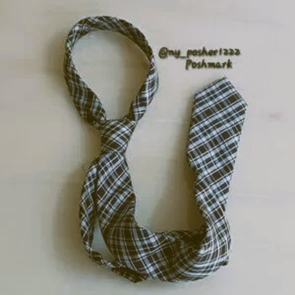 *𝓥𝓲𝓷𝓽𝓪𝓰𝓮 𝙃&𝙈 Plaid Skinny Tie Navy Blue